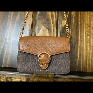 Michael Kors Wanda Small Logo and Pebbled Leather Crossbody Bag